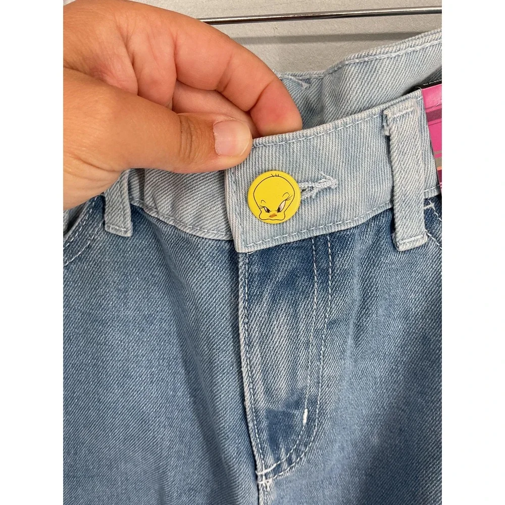 Justice Girls Looney Tunes Cargo Barrel Jean Light Wash Bugs Bunny 14 Slim